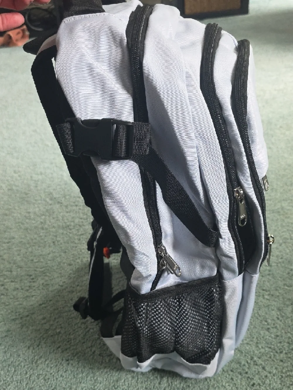 Feng Dong Light Silver Large Travel & Laptop Backpack, New.